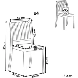 Beliani Sersale Gartenstuhl 42 x 42 x 82 cm weiß 4 St.