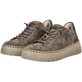 Gabor Plateausneaker GABOR "Gabor Sneaker Veloursleder", Damen, Gr. 39, braun (braun, grau), Veloursleder, Schuhe Plateausneaker