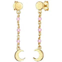Elli Mond Plättchen Struktur Rosa Quarz 925 Silber goldfarben Damen 