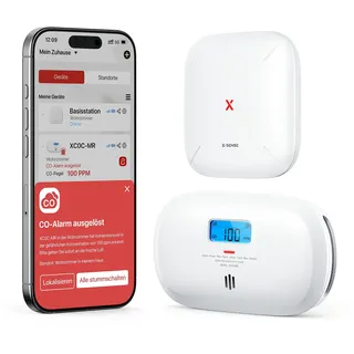 X-Sense Smart Kohlenmonoxid Melder, Gaswarnmelder, Kohlenstoffmonoxid Melder mit Digitalanzeige, austauschbarer Batterie, App-Steuerung, mit Basisstation SBS50, XC0C-MR11, 1 Stück