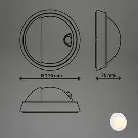 Briloner - LED Wandlampe Akku mit Bewegungsmelder, Dämmerungssensor, 20 sek. Timer, Aussenlampe, Wandleuchte aussen, LED Strahler außen, Außenleuchte, Außenwandleuchten, 17x7 cm, Weiß
