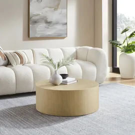 SalesFever Couchtisch rund Beige Eiche 80 x 30 cm