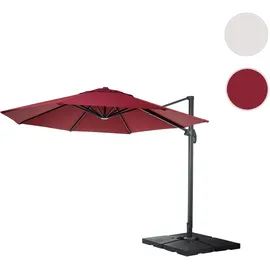 Mendler Gastronomie-Ampelschirm HWC-A96, Sonnenschirm, rund Ø 3,5m Polyester Alu/Stahl 26kg ~ bordeaux mit Ständer