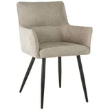 Mid.you Armlehnstuhl, Hellbraun, Holz, Metall, Textil, Pappel, Sperrholz, Rundrohr, 54x82x60 cm, Esszimmer, Stühle, Esszimmerstühle, Armlehnenstühle