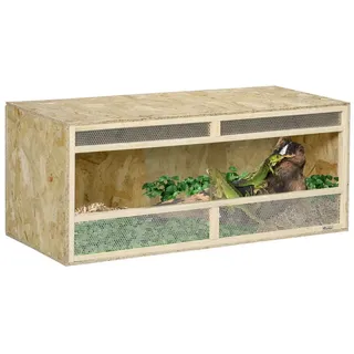 PawHut Terrarium für Reptilien, Reptil Fütterungsbox mit Lüftungsgitter, aus Glas, 120 x 50 x 50cm