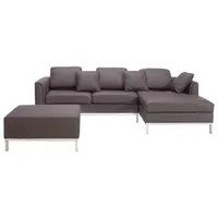 Beliani 2-tlg Ecksofa OSLO in Braun/Silber | Gr.: onesize