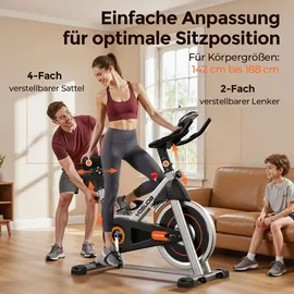 YoSuDa Heimtrainer mit magnetwiderstand - Leises Fitnessbike mit Tablet-Halter, - Silber