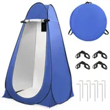 ROPODA Pop-Up Duschzelt Camping, tragbares Toilettenzelt aus 210T-Polyester mit Tragetasche, UV-Schutz, Wasserabweisend, Umkleidezelt für Strand, Picknick, Angeln, Wandern, 210 cm, Blau