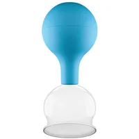 PULOX Schröpfglas aus Echtglas inkl. Saugball in Blau, 52mm - Medizinische Profi-Schröpfgläser