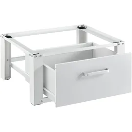 [en.casa] Waschmaschinen-Untergestell mit Schublade, Weiß, 63 x 54 x 31 cm