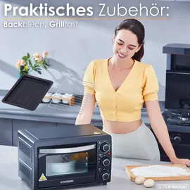 Steinborg Mini Backofen 15 Liter Schwarz