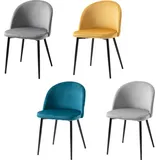 HOMCOM Set mit 4 Esszimmerstühlen skandinavischer Stil, Küchenstühle aus Samt mit schwarz mattierten Metallbeinen, für Wohnzimmer, Esszimmer, Multicolor   Aosom