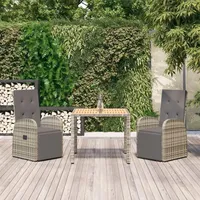 vidaXL Garten-Essgruppe 3-tlg. Grau