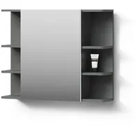 Livinity® Badspiegelschrank, Anthrazit, Anthrazit, Holzwerkstoff, 8 Fächer, Rechteckig, 79.6x64x21.2