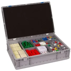 Proregal 10x Scharnierdeckel Set Eurobox NextGen mit Schaumstoff und 2 grüne Schiebeschnappverschlüssef | BxT 40x60cm | Eurobehälter,