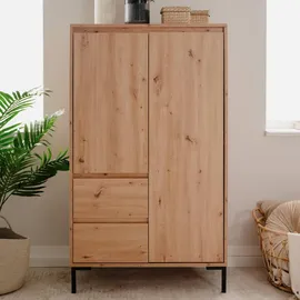 Homestyle4u Highboard 81 x 139 x 40 cm Eiche Braun / Schwarz