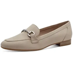 Slipper MARCO TOZZI, Damen, Gr. 38, beige (sand), Textil, unifarben, elegant, Schuhe, Blockabsatz, Loafer, Businessschuh mit Schmuckspange