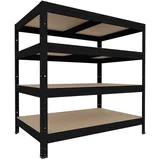 Schwerlastregal Biedrax 60 x 60 x 120 cm, Schwarz, 4 Fachböden MDF, Fachlast 200 kg pro Fachboden