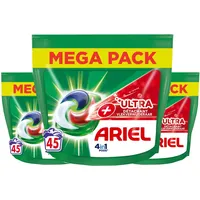 Ariel 4in1 Waschmittelkapseln + Ultra-Fleckenentferner – 3 x 45 Wäschen