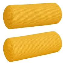 vidaXL Bolsterkissen 2 Stück Helles Gelb Ø 15 X 40 Cm Cordstoff Vidaxl