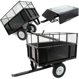 Wiltec Kippanhänger 166,5 x 77,5 x 106 cm 300 kg, Anhänger Kipper für Rasentraktor mit Gitter u. abnehmbaren Seitenwänden, Anhänger mit Kippfunktion
