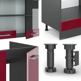 Vicco Winkelküche R-Line L-Form 287 cm Rot Hochglanz