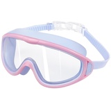 SWAUSWAUK Schwimmbrille Kinder - Kind Taucherbrille Mädchen Jungen 4-12 Jahre Größere Linse Wasserdicht Anti Fog (Rosa & Hellblau1)