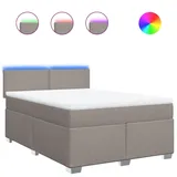 vidaXL Boxspringbett mit Matratze Taupe 140x200 cm Stoff