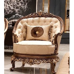 Casa Padrino Luxus Barock Wohnzimmer Sessel Gold / Braun / Gold - Handgefertigter Barockstil Sessel - Luxus Wohnzimmer Möbel im Barockstil - Barock Möbel - Edel & Prunkvoll