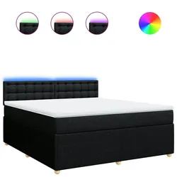 vidaXL Boxspringbett mit Matratze Schwarz 180x200 cm Stoff