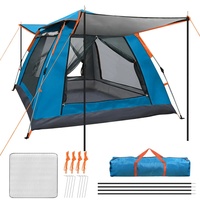 Camping Zelt Automatik Sofortzelt 3-4 Personen Pop Up Zelt Doppelwandiges Winddichtes Wasserdichtes Kuppelzelt,Tragbares Zelt mit Feuchtigkeitsfesten Matte für Wandern Familientreffen Outdoor Blau