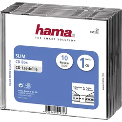 Hama - Slim Jewel Case für Speicher-CD - Kapazität: 1 CD - durchsichtig schwarz ...