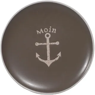 Seaside No.64 - maritimes Steingut-Geschirr in taupe - Mix & Match Serie aus Keramik - nautische Motive zum Kombinieren - Küchenzubehör, Geschenkartikel (Frühstücksteller Ø20,5cm, Anker)