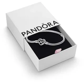 Pandora Moments Armband aus Sterling-Silber mit Funkelndem Unendlichkeits-Herzverschluss und Zirkonia Steinen, kompatibel mit Charms und Anhängern aus der Moments Kollektion, Größe: 20cm, 592645C01-20