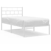 vidaXL Bettgestell, mit Kopfteil Metall, Weiß 100x200 cm 355703