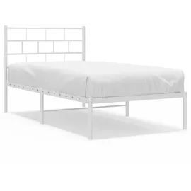 vidaXL Bettgestell, mit Kopfteil Metall, Weiß 100x200 cm 355703
