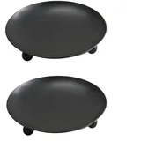 ERBO Kerzenhalter Stumpenkerzen, Kerzenständer Stabkerze Schwarz 2er Set, Teelichthalter Metall für Hochzeit Räucherkegel Spa Gebet Home Party, Weihnachts Tisch Deko, Adventskranz (6,8 x 1,3cm)
