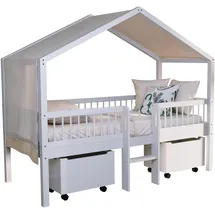 Vipack Hausbett Forrest 90 x 200 cm Buche massiv lackiert weiß