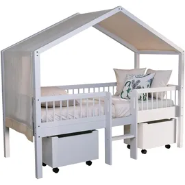 Vipack Hausbett Forrest 90 x 200 cm Buche massiv lackiert weiß