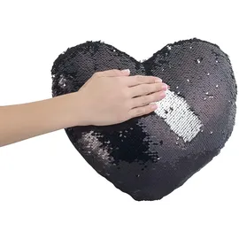 Wilson Gabor Deko-Pailletten-Kissen Herzform 40 x 40 cm Schwarz/Silber