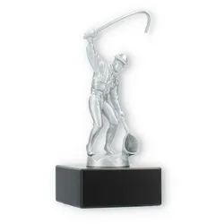 Pokal Metallfigur Angeln silbermetallic auf schwarzem Marmorsockel 15,2cm