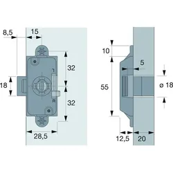 HETTICH Zylinder-Kastenschloss Z23, Prestige 2000 - 15 mm