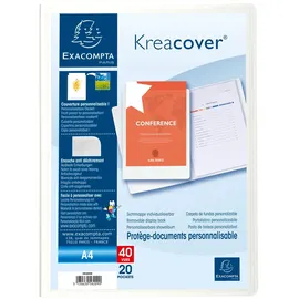 Exacompta Sichtmappe aus festem PP 800μ mit 20 Hüllen Kreacover, für Format DIN A4