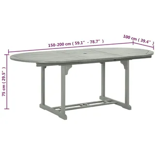 vidaXL Gartentisch Grau 200x100x75 cm Massivholz Akazie