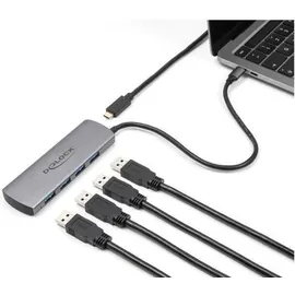 DeLock USB 10 Gbps 4 Port Typ-A Hub - Grau