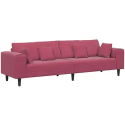 vidaXL Samt Sofa mit Kissen mit Kissen Weinrot 208 cm Samt