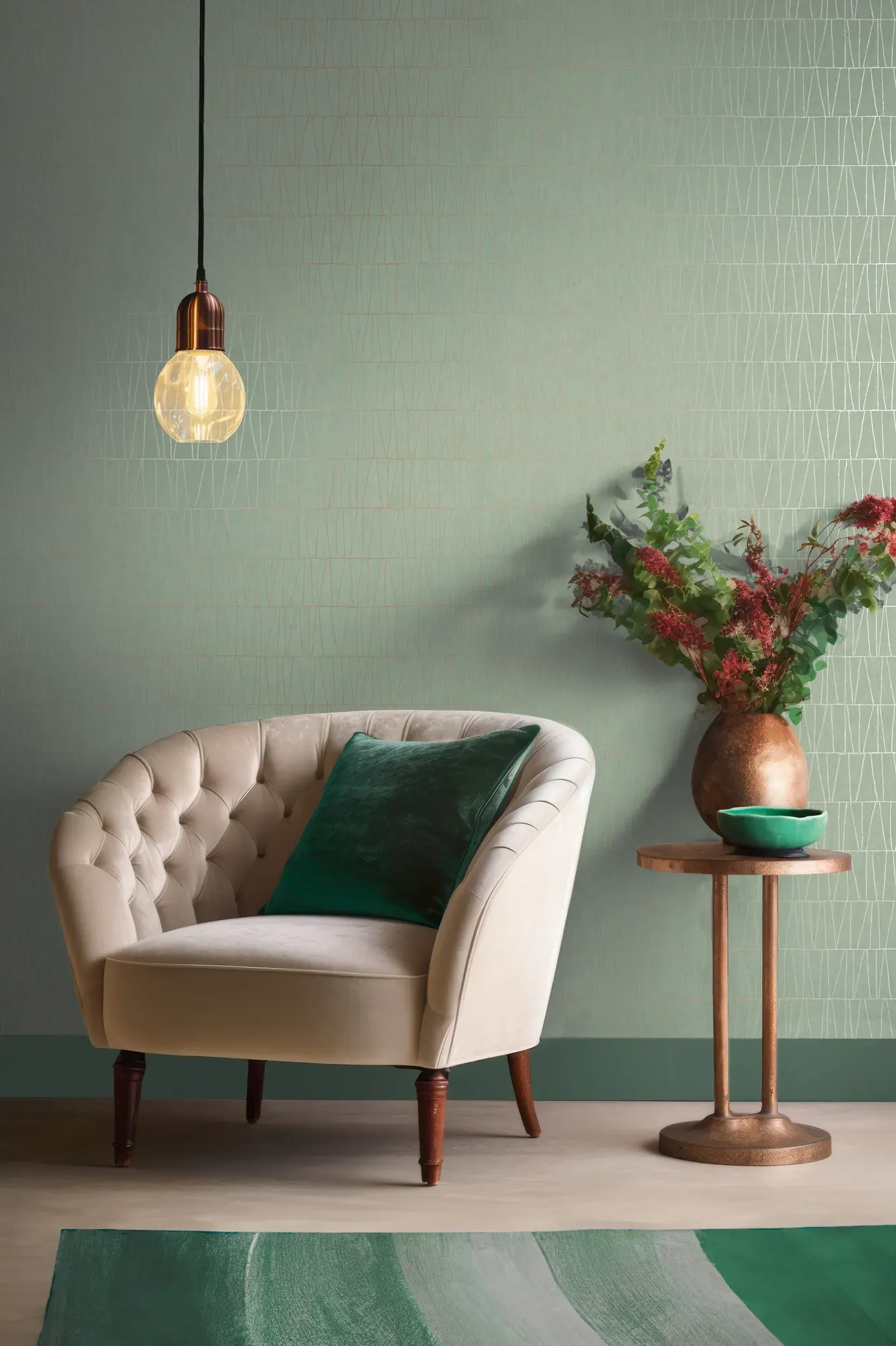 Vliestapete A.S. CRÉATION "Jade 2 Grafik-Tapete Mustertapete Metallic-Effekt Dreiecke", grün (grün,gold), B:0,53m H:0,02m L:10,05m, Vlies, Tapeten, Vliestapete geometrisch für Schlafzimmer Küche Wohnzimmer Grafik Flur