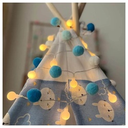 Sunicol LED-Lichterkette 2M 20LEDs Kugel Lichterkette, Globe, Innen Weihnachten Deko, Batterie, Warmweiß für Hochzeitsfeier, Geburtstag, Balkon, Wand, Baum, Hinterhof blau