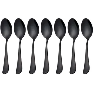 Vaorwne Schwarze Teelöffel Teelöffel, Edelstahl Kuchenlöffel, Schaufel für Eis, kleine Teelöffel für Dessert, 6er Set (schwarze Kaffeelöffel)