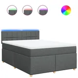 vidaXL Boxspringbett 140 x 200 cm Dunkelgrau